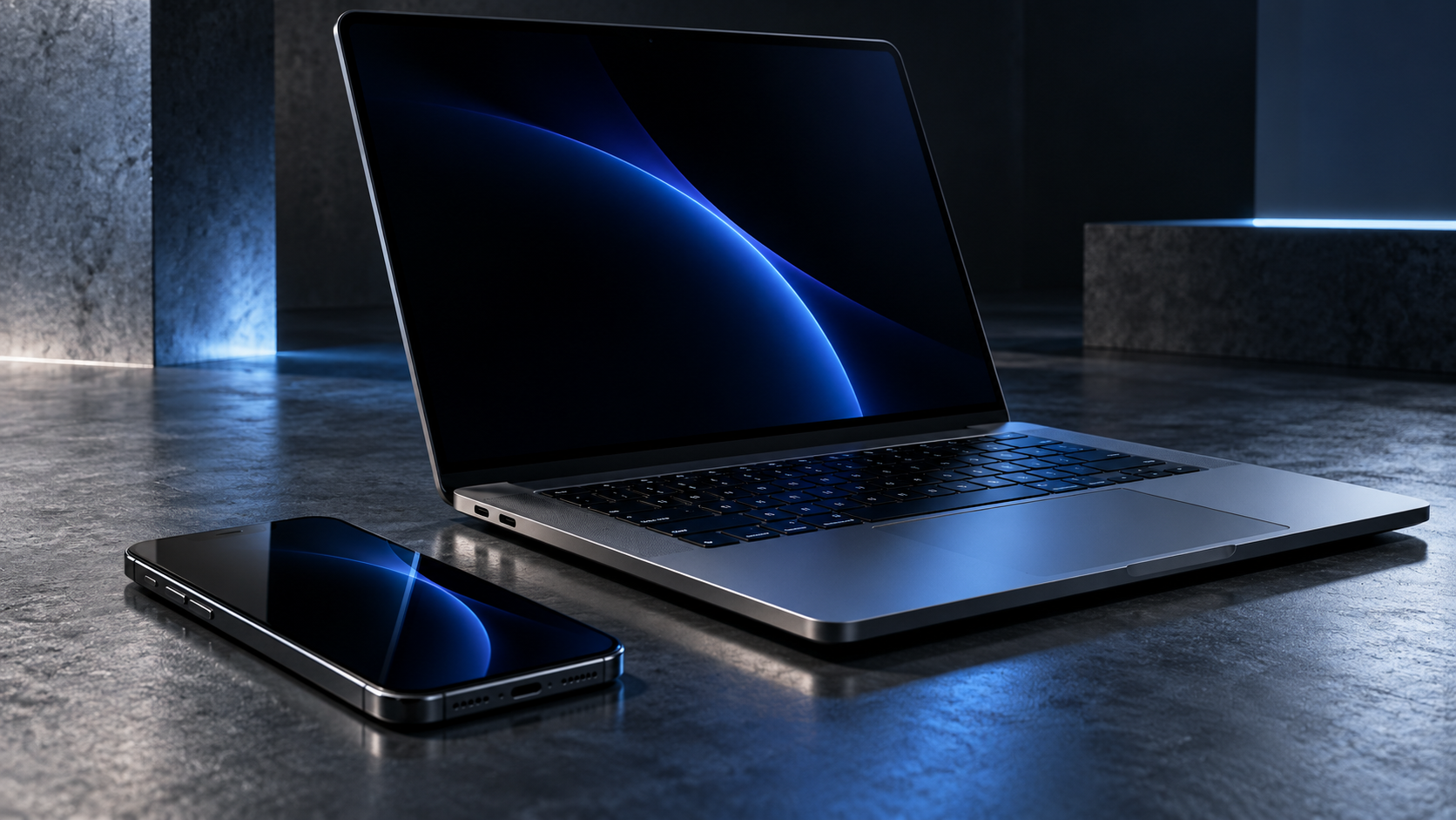 Concept photograph of a laptop and Android-style smartphone