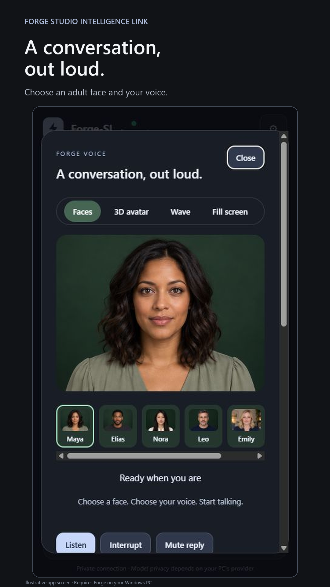Forge Link: Talk with a face on screen.