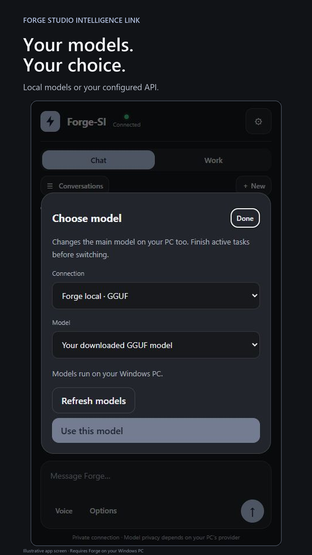 Forge Link: Choose your connected model.