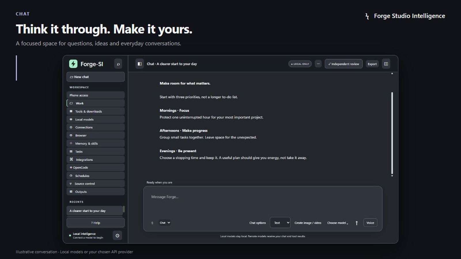 Forge Windows interface: A conversation with your own AI.