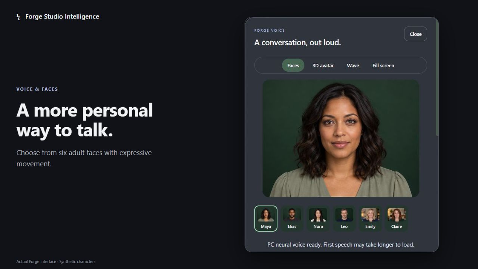 Forge Windows interface: Give your conversations a face.