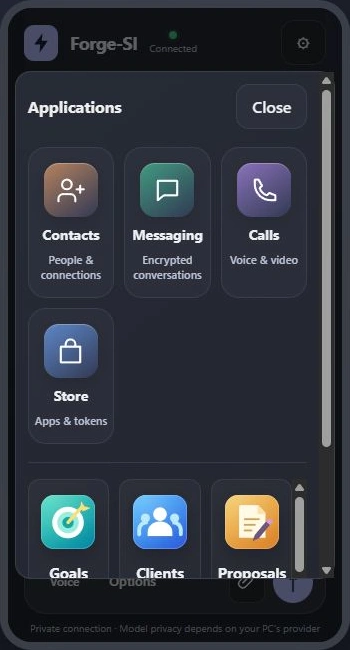 Forge Desktop companion application launcher on a phone